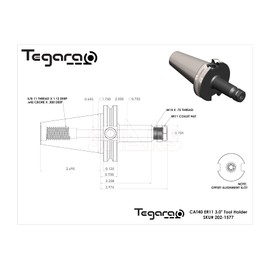 Tegara CAT40 ER11 Collet Chuck Tool Holder, 3" Projection Length, G2.5 20000 RPM 202-1577 P[