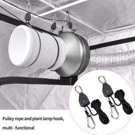 TDDL 4Pcs Heavy Duty Ratchet Ropes 1/8 inch Adjustable Grow Light Rope Hangers Ratchet with Carabiner Hook Clip for Grow Room Equipment,Flowers, Plants 6-ft Long & 150lbs Weight Capacity