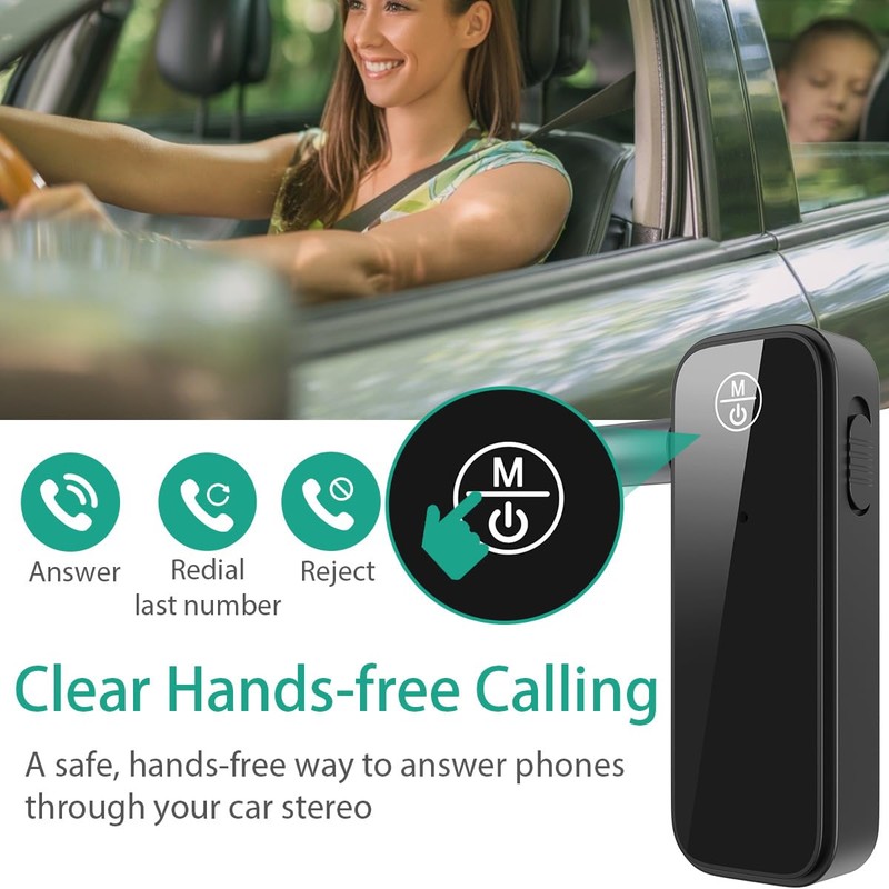 ORIA Aux Bluetooth Adapter for Car, 2 in 1 Bluetooth