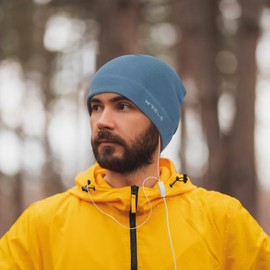 WRELS Fleece Knit Hat, Beanie, Knit Cap, Cold Protection, For Winter, Men's, Women's, 20.9 - 24.4 inches (53 - 62 cm), Snow Boating, Cycling, Mountain Climbing, Running, Skiing, Blue x 1