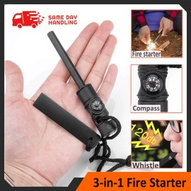 Fire Starter Flint Steel Striker Survival Kit Ferro Rod Outdoor Camping Tool