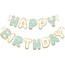 Blue White Gold Happy Birthday Banner Nautical Theme Boys Birthday Party Supplies Garland Decorations Birthday Signs Nursery Hanging Decor