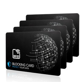 Dekra Tested RFID Blocker Card, Latest E-Field Jammer Technology - to Protect Against Data Theft, Extra Thin Card with 0.8 mm for Each Wallet, Card Protection, NFC Protection, black, Modern