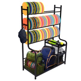 DECORDEEP Disc Golf Storage Rack – Disc Golf Organizer with Bag Stand – Large Capacity Disc Golf Shelf, Holds 140+ Discs