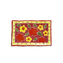 Tikimaster Ceramic Wildflower Platter/Tray 16 inch X 10 inch - Hawaiian Decor | #ih1847539