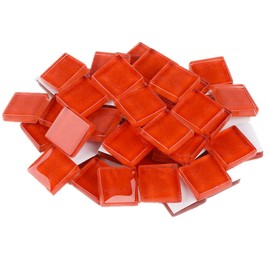 200g Glass Mosaic Tiles Square Crystal Mosaic Stones Glass Pieces for DIY Art Craft Decoration,1.5x1.5cm(Red)