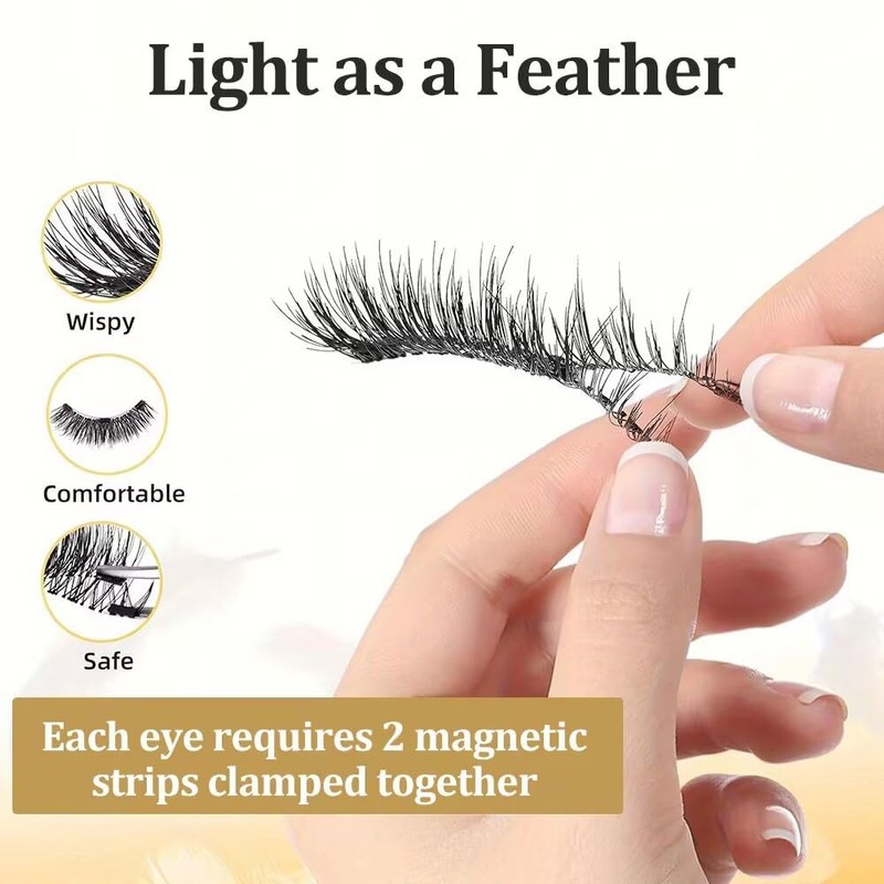 Magnetic Eyelashes with Applicator, No Glue Needed Reusable Magnetic Lashes,