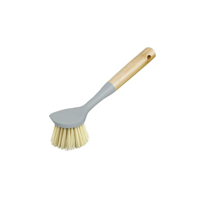 OGGI Natural Bamboo Dish Brush - Non-Scratch, Odorless Nylon Bristles,