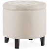 BELLEZE Modern Button Tufted Accent Storage Ottoman, Small Upholstered Circle