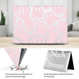 Watbro Compatible MacBook Pro 13 inch Laptop case 2020 2019 2018 Released M1 M2 A2338/A2251/A2289/A2159/A1989/A1706/A1708, Retro 70's Smiley Pattern Case, Suitable for MacBook Pro 2020 with Touch ID