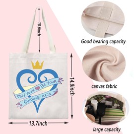 TSOTMO Kingdom Gamer Gift Guiding Key Wayfinders Reusable Shopping Bag Video Game Inspired Gift Heart Crown Shoulder Bag, 1, carry bag