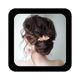 Allereya Crystal Hair Clip Barrette Rhinestone Hair Barrette Hollow Flower Wedding Headpieces Decorative CZ Head Clip Headwear Bride Hair Accessories for Women and Girls Gifts (Champagne)