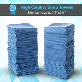 SIMPLI-MAGIC Cotton Shop Towels 14"x12" (90 Pack) – Reusable Cleaning Shop Rags for Automobiles, Industries, Garage and Homes (Blue)