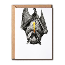 SMHGifts Bat birthday card - Cute Bat Card - Animal Card - Happy Birthday Card - Card For Family Friends - Blank Card Inside - Greeting Card
