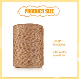 Natur Juteschnur Kordel,4 mm x 60Meter Natürliche Sisal Hanf Seil Heavy Duty Dicke Schnur,Gartenschnur Paketschnur Bastelschnur für DIY Basteln,Bindung, Kunsthandwerk Verpackungsmaterial