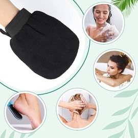 Niralasa Body Exfoliating Glove - Pure Viscose Fiber, Double-Layered Exfoliating Body Glove for Dead Skin, Home Spa Exfoliating Gloves for Men & Women (Black, 1)