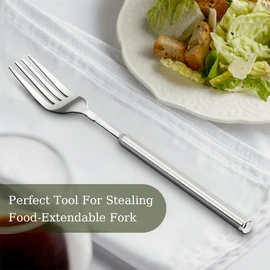 Haosie Extendable Fork, 8.7 to 25.4 Inch Long Prank, Telescopic BBQ Dinner Fruit Dessert Extended Tableware, Sturdy Stainless Steel (1pcs)