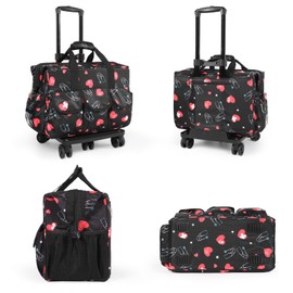 Nurse Rolling Medical Duffle Bag Work Nursing Clinical Home Health Cna Nr Gift Carry On Bag Wheel Doctor Emt Ems Healthcare (black and red)