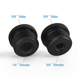 Donuts Mic Stand Adapter Combo Pack - 5/8 to 1/4 & 5/8 to 3/8 Mic Thread Screw Adapter for Tripod, Black