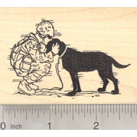 RubberHedgehog Military Dog Rubber Stamp, Soldier Returns Home K23516 WM