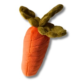 Pawcratean Dog Comfy Plush Toy with Squeaker Carrot Style Indoor Play Teeth Cleaning Washable Chewing