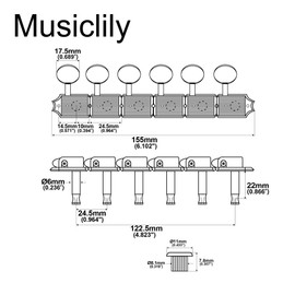 Musiclily Vintage Style 6 in Line Guitar Tuners Split Shaft Tuning Pegs Keys Machine Heads for Strat Squier or Tele Style, Nickel