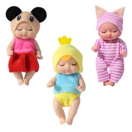 YAAVAAW Christmas Dolls Tiny Baby Elf Doll Elf Twins Tiny Novelty Toy Elf Accessories for Little Girls Boys Gifts Children Christmas Stockings Stuffers (Mouse Cat Duck)
