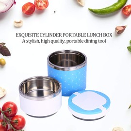 Brrnoo 2 Capas 900ml Fiambrera de Aislamiento Azul, Fiambrera Termo térmica con Aislamiento de Acero Inoxidable Contenedor de Alimentos Caliente