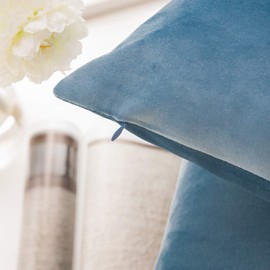 Phantoscope Velvet Throw Pillow Covers, Set of 2, Simple Cushion Covers, Solid Colors, Pleasant Texture, Velour, Blue, 17.7 x 17.7 inches (45 x 45 cm)