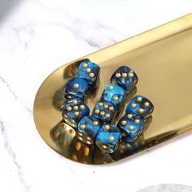 Bulk Set of 10 Acrylic Polyhedral Dice - 12mm Size, Colorful for Board Games, Learning, and Rolling - Blue and Black, 6 Sided Design