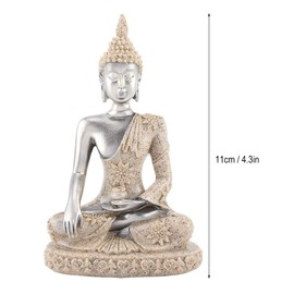 Emoshayoga Buddha Figure Meditation Buddha Figures Sitting Buddha Decorative Sculpture Made of Sandstone Ornament for Home Decoration Contemplative Sitting (Silver)