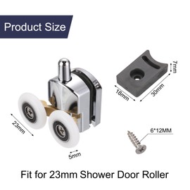 sourcing map 4 Pcs Shower Door Rollers, 23mm Dia Copper Bathroom Glass Door Bottom Twin Rollers Runners for 4-5mm Glass Door, Kitchen Sliding Door Pulleys Wheels Replacement with Screw, Silver