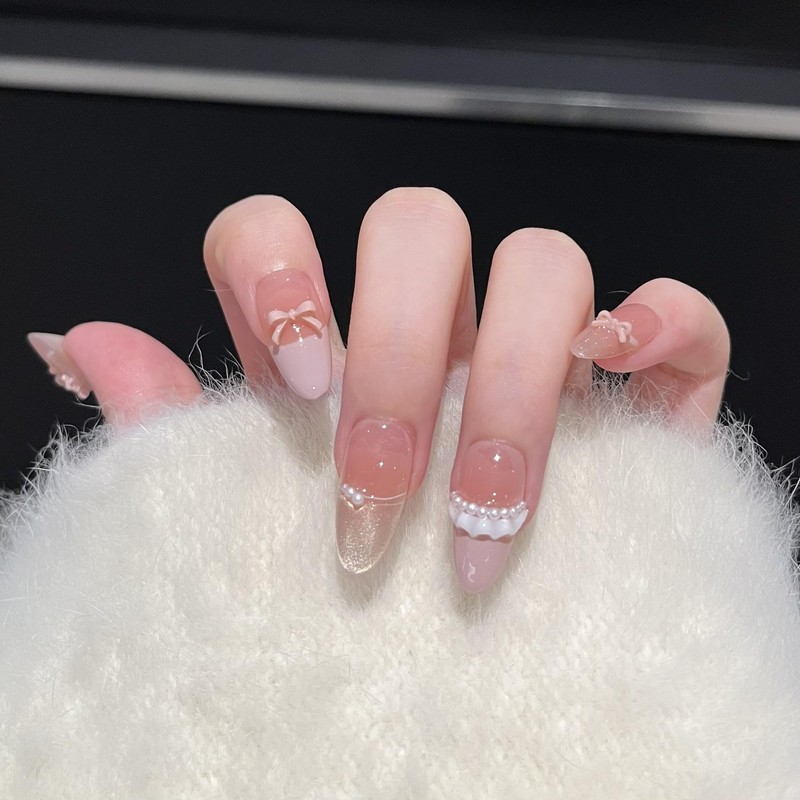 Handmade Nail Tips Long Medium Long Short False Nail Diamond