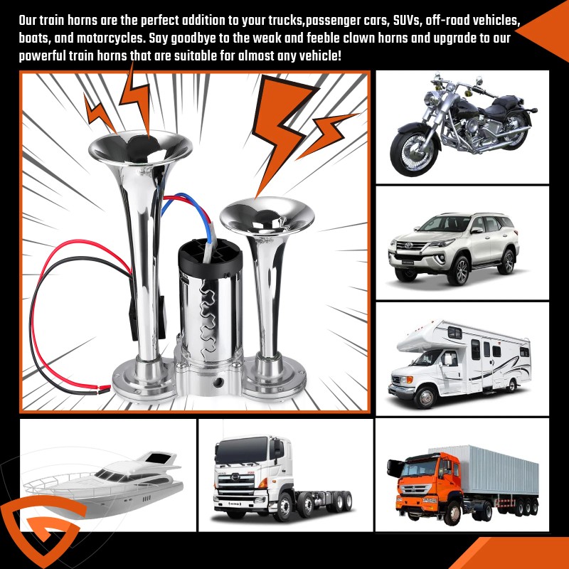 Gearzaar 600DB 12V Dual Trumpets Super Loud Car Electric Horn