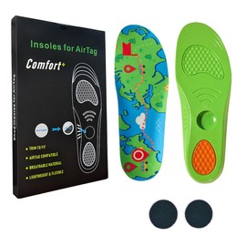 Hidden Holder Insoles Compatible with AirTag - Tracker Devise Case for Kids Adult (Green, M:Big Kid 2.5-Women 7/215-240mm)