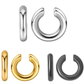 Preskiers Ear Cuffs for Women,Ear Cuff, Chunky Huggie Hoop Earrings,Cartilage Upper Non Piercing,14k Gold and Silver Set 2pcs