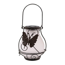 NUZAMAS - Linterna solar colgante al aire última intervensión, luz de jardín, energía solar, mariposa, llama, linterna impermeable, adorno de jardín, decoración al aire última intervensión, para porche, patio, mesa, césped, patio