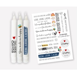 Kerzen Tattoofolie - LEBE.LIEBE.LACHE. - Sprüche zum Verschenken - für Kerzen/Keramik DIN A4