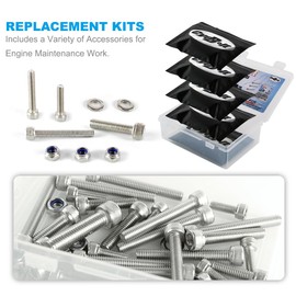 CYCBOLT Motorcycle Bolt Engine Screw Kits Fit for QT50 YAMAHOPPER 1981-2008, Stainless Steel Nut Fastener for PW50 Y-ZINGER 1979-1992, 66 PCS Sock Head Bolt Set Washer Lock Nut