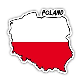 Squiddy Poland Map with Flag - Vinyl Sticker for Car, Laptop, Notebook - 5"