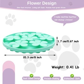 Non-Slip Slow Feeder Pet Bowl – Anti-Choking Feeding Bowl with Suction Cups for Dogs & Cats, Promotes Healthy Digestion (Minty, Flower)