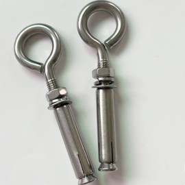 AIVOOF Concrete Eye Bolt,2 Pack M8 Stainless Steel Expansion Screws Heavy Duty Shoulder Lag Eyebolts Lifting Ring Bolt Wall Concrete Anchors Fastener with Nut for Wall Ceiling Concrete Masonry