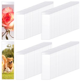 150Pcs Clear Bookmark Sleeves Plastic Bookmark Packaging 2.6 x 7.5Inch Blank Bookmark Holder with Hole, Large Photo Booth Sleeves for Wedding Valentine’S Party Favor Supplies