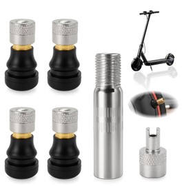 6 Stück Tubeless Ventil, E-Scooter Ventilverlängerung Adapter Set, Langlebige Ventilverlängerungen mit Dichtfunktion, Roller Zubehör für Tubeless Reifen, Einfach zu Montieren, Universell Passend