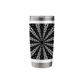 Star Effect Geometric Symmetrical Pattern White On Black Stainless Steel Insulated Tumbler