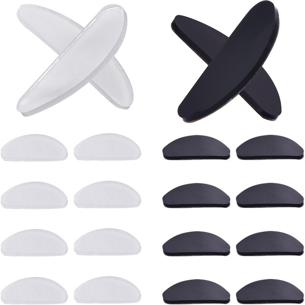 TOODOO 10 Pairs Eyeglasses Nose Pads Glasses Adhesive Silicone Nose Pads Non-Slip Thin Nosepads for Glasses Eyeglasses Sunglasses (Transparent and Black, 1 mm)