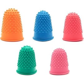 5Pcs Rubber Finger Thimbles 5 Different Sizes Colors Finger Protector Covers Reusable Finger Protector Finger Pads Grips for Paperwork Cutting Embroidery Money Counting Crafts