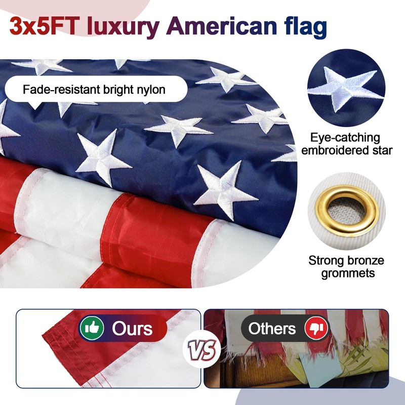 Barcetine Flag Pole Kit - Includes 5ft Heavy Duty Tangle