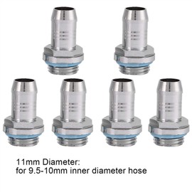 Richer-R Water Cooling Fitting,6 PCS PC Water Cooling Two-Touch Fitting G1/4 Thread Barb Connector for Tube,6mm/ 7.2mm/ 9mm/ 11mm Diameter For Your Option(11mm)