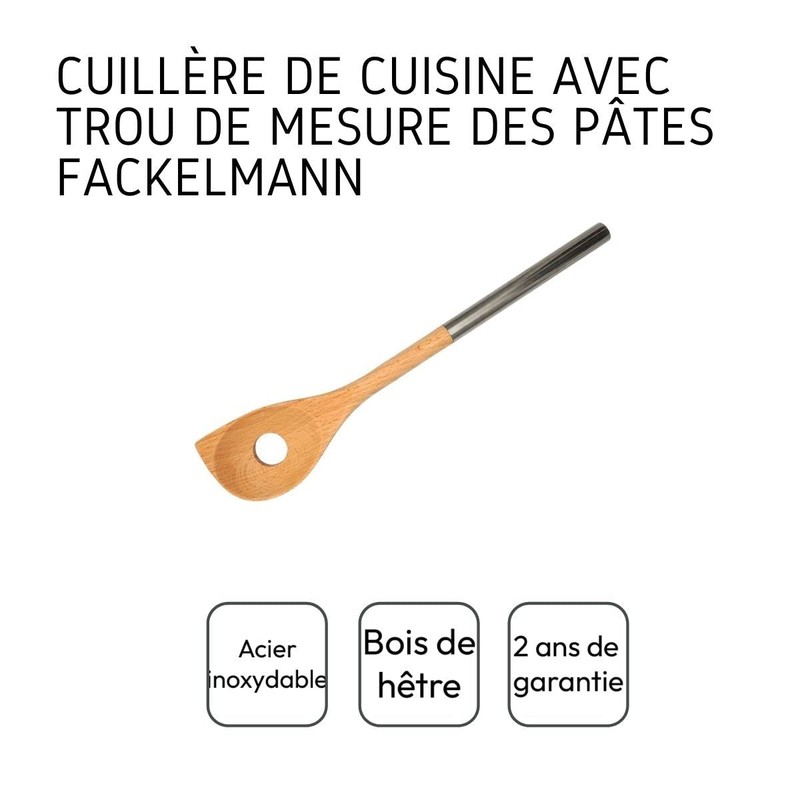 Fackelmann 30374 Beech Wood Risotto Spoon and Stainless Steel Handle,